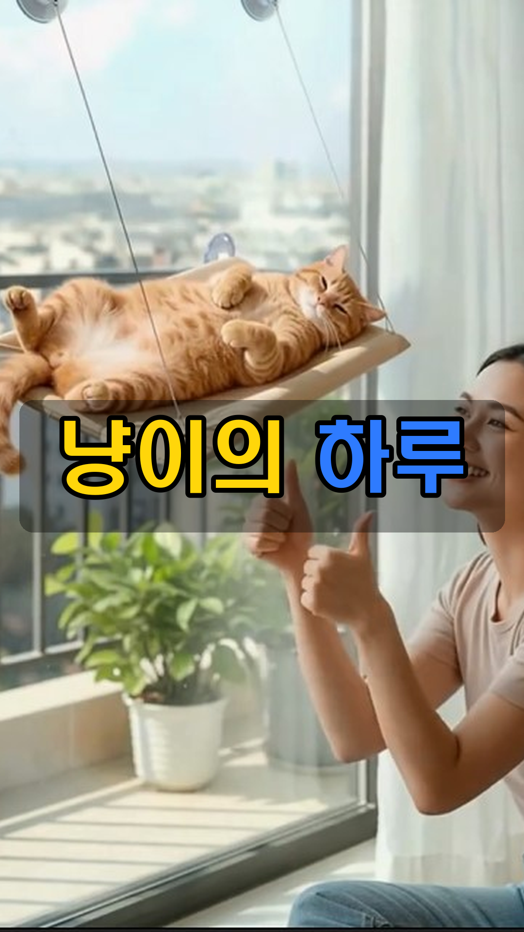 고양이 창문 부착형 햇볕 해먹 캣타워