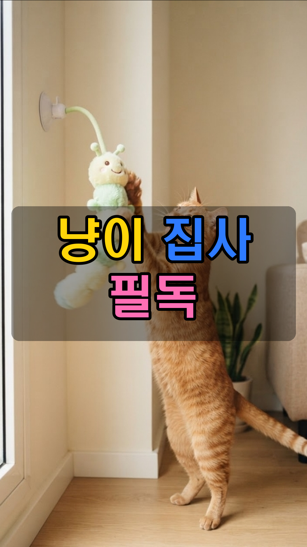 벽에 붙이는 고양이 애벌레 장난감